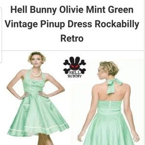 Retro Mint / Aqua Polka dot Hell Bunny Vixen Dress